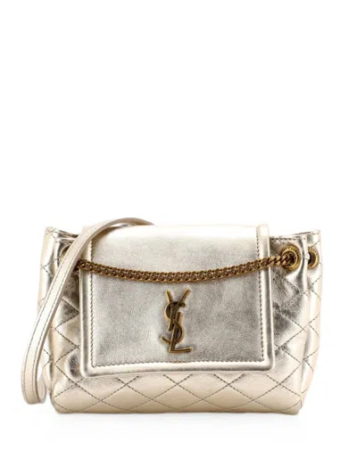 Pre-owned Saint Laurent Nolita Satchel Quilted Leather Mini Crossbody Bag In Gold