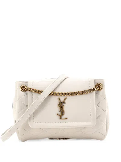 Pre-owned Saint Laurent Nolita Satchel Quilted Leather Mini Crossbody Bag In Neutral