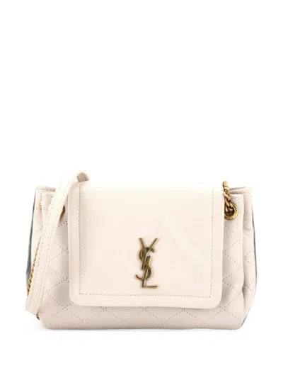 Pre-owned Saint Laurent Nolita Satchel Quilted Leather Mini Crossbody Bag In Neutrals
