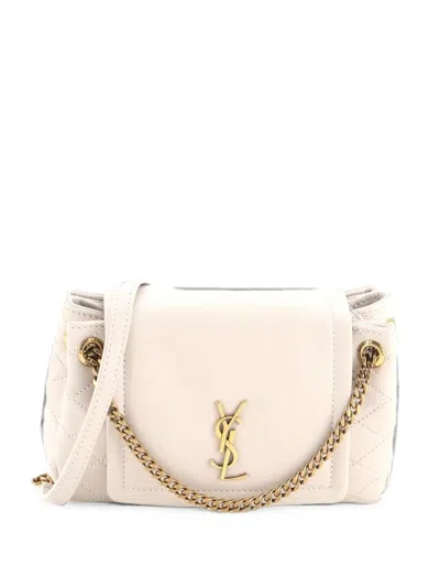 Pre-owned Saint Laurent Nolita Satchel Quilted Leather Mini Crossbody Bag In Neutrals