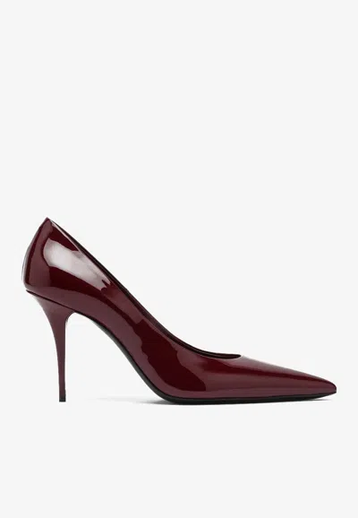 Saint Laurent Norma 90 Patent Leather Pumps In Red