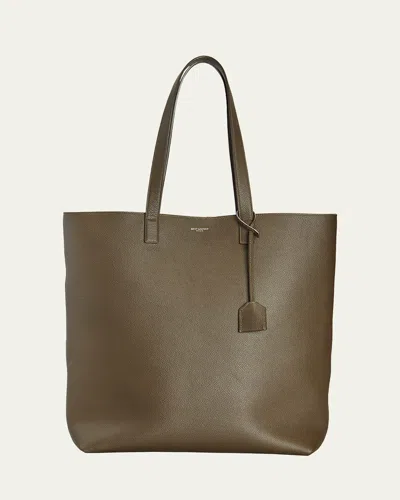 Saint Laurent North-south Leather Shopping Tote Bag In Brown