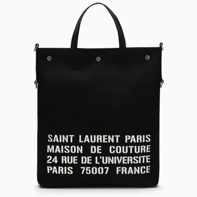 Saint Laurent North/south Tote Bag In Black Canvas