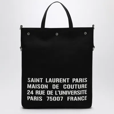 Saint Laurent North/south Tote Bag In Black Canvas Men