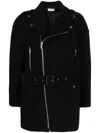Saint Laurent Notched-collar Zip-fastening Coat In Black
