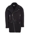 Saint Laurent Zip-up Belted Coat In Black
