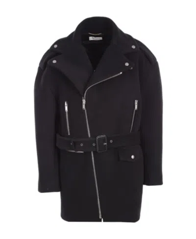 SAINT LAURENT SAINT LAURENT ZIP-UP BELTED COAT