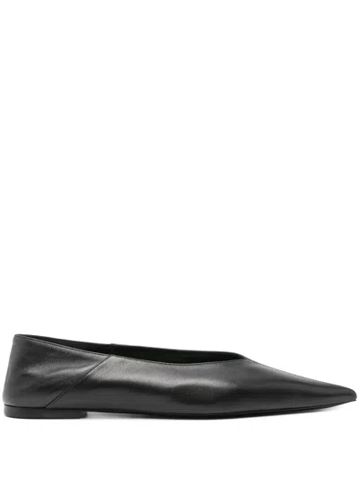 Saint Laurent Carolyn Leather Flat In Black