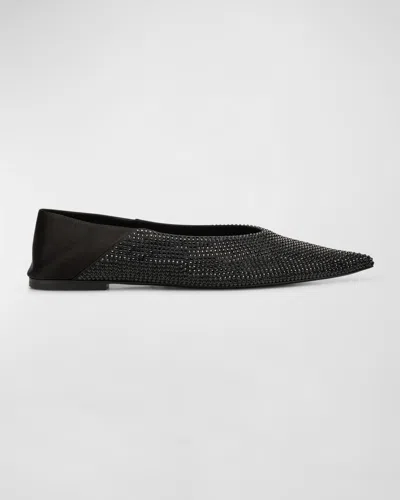 Saint Laurent Nour Embellished Ballerina Flats In Black