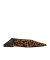 Saint Laurent Brown Ballerinas With Leopard Motif And Foldable Buttress In Fabric Woman In Black