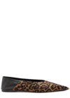 Saint Laurent All-over Patterned Pointed Toe Flat Shoes In Leopard