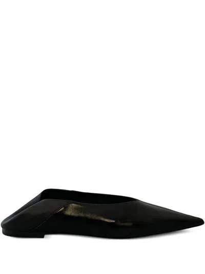 Saint Laurent Nour Pointed-toe Leather Mules In Black