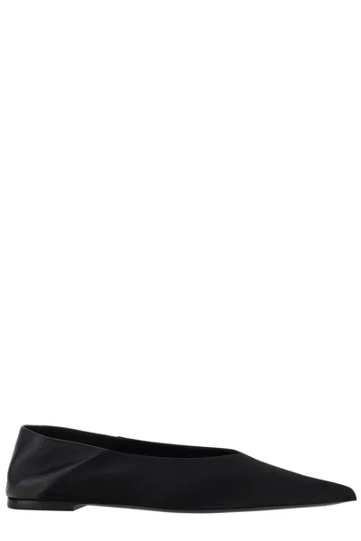 Saint Laurent Nour Pointed Toe Slippers In Black