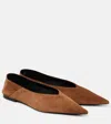 Saint Laurent Nour Suede Ballet Flats In Brown