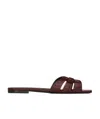 Saint Laurent Nu Pieds Crocodile-embossed Sandals In Red