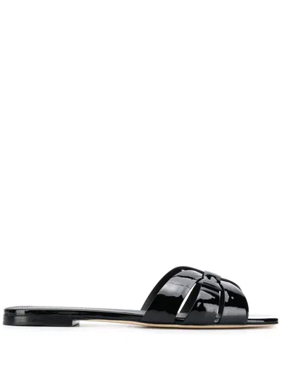 Saint Laurent Nu Pieds Tribute 05 Patent Leather Sandals In Black