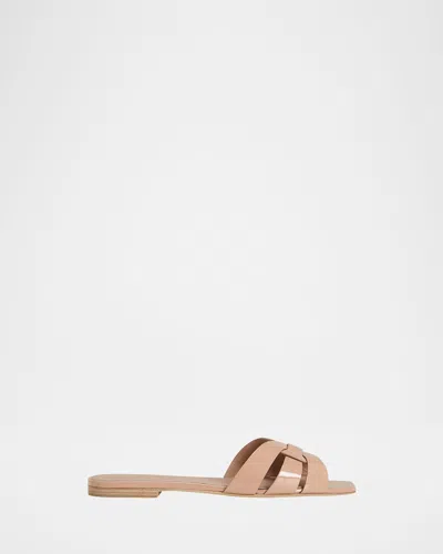 Saint Laurent Nu Pieds Woven Patent Flat Sandals