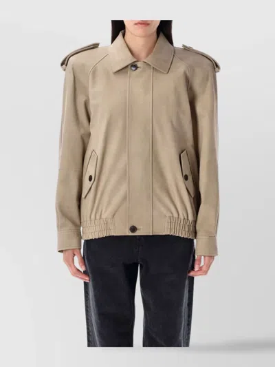 SAINT LAURENT NUBUCK BOMBER JACKET ELASTICIZED WAIST