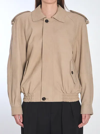 SAINT LAURENT NUBUCK BOMBER JACKET