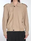 Saint Laurent Nubuck Bomber Jacket In Grey