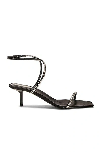 Saint Laurent Nuit 55 Crystal-embellished Leather Sandals In Black