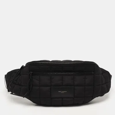 Pre-owned Saint Laurent Nuxx Black Quilted Nylon Belt Bag