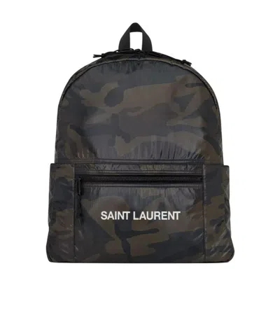 Saint Laurent Nuxx Camouflage Printed Backpack In Black
