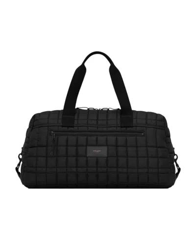 Saint Laurent Nuxx Logo-patch Quilted Duffle Bag In Black