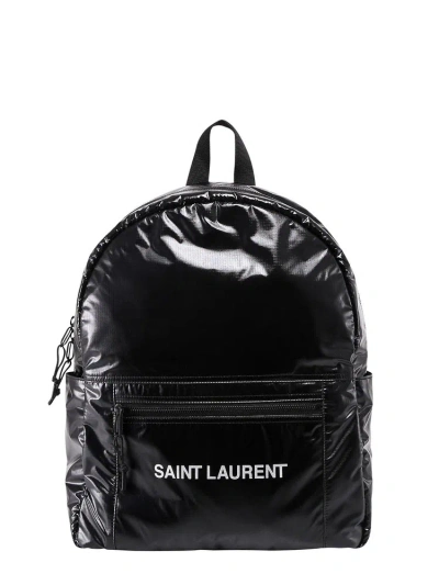 Saint Laurent Nuxx Logo Printed Backpack In Black