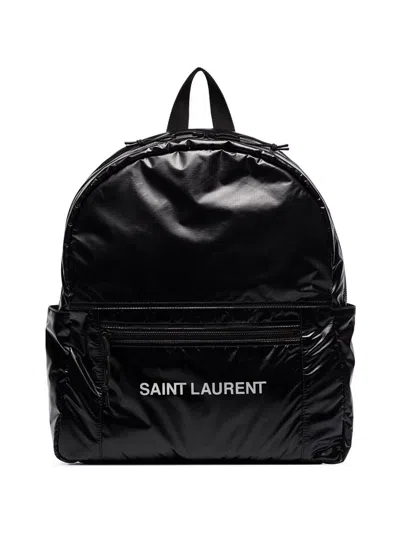 Saint Laurent Nuxx Ripstop Logo-print Backpack In Black