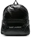 Saint Laurent Nuxx Logo Backpack In Nero/argento/ne/ne/n