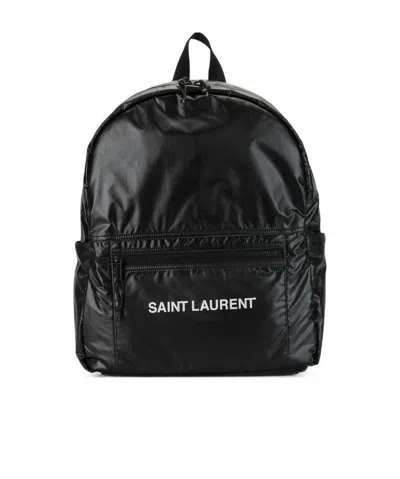 Saint Laurent Nuxx Ripstop Logo-print Backpack In Black