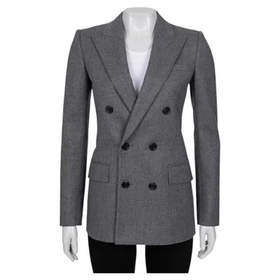 Pre-owned Saint Laurent Nwot  Grey Wool Fitted Jacket - Size S / Fr36 In Gray