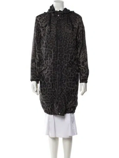 Pre-owned Saint Laurent Nylon Animal Print Jacket In Gray