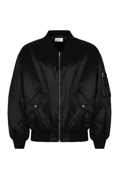 Saint Laurent Nylon Bomber Jacket In Black