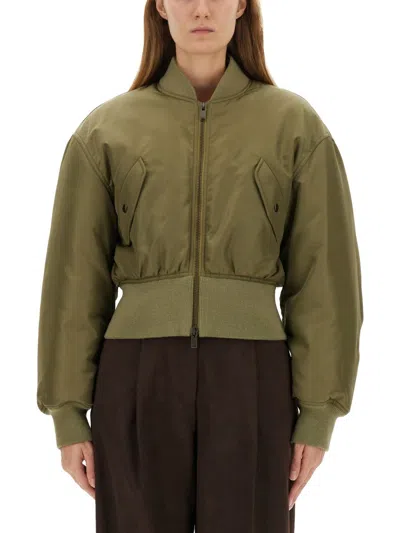 Saint Laurent Nylon Bomber Jacket In Green