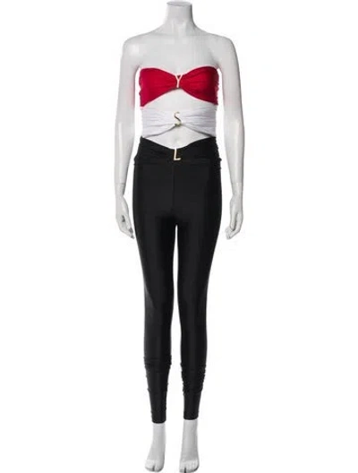 Pre-owned Saint Laurent Nylon Colorblock Pattern Jumpsuit In Black