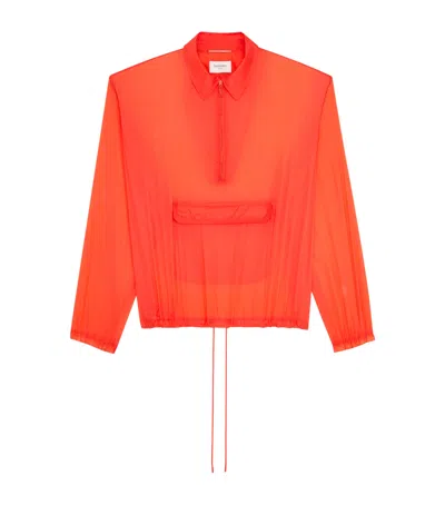 Saint Laurent Nylon Cropped Windbreaker In Red