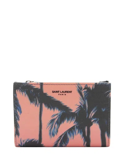 Saint Laurent Nylon Dip Dye Palm Tree Wallet (authentic Pre-loved) In Pink