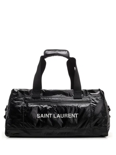 Saint Laurent Nylon Duffle Bag With Logo Travel Bags Black