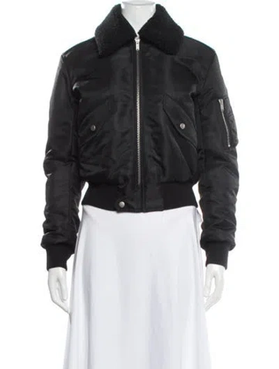 Pre-owned Saint Laurent Nylon Faux Fur Jacket In Gray