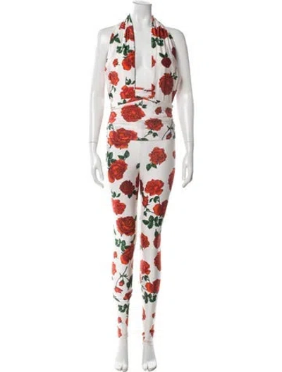Pre-owned Saint Laurent Nylon Floral Print Jumpsuit In Neutral