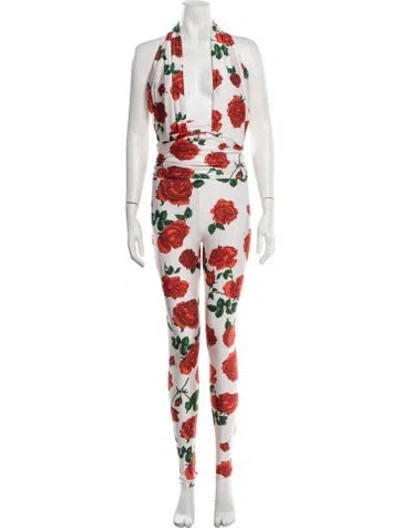 Pre-owned Saint Laurent Nylon Floral Print Jumpsuit In Neutrals