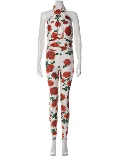 Pre-owned Saint Laurent Nylon Floral Print Jumpsuit W/ Tags In Multi