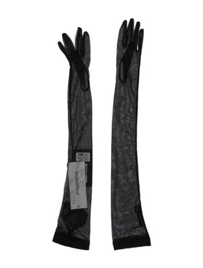 Pre-owned Saint Laurent Nylon  Gant Long Gloves W/tags In Black