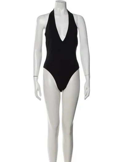 Pre-owned Saint Laurent Nylon Halterneck Bodysuit In Black