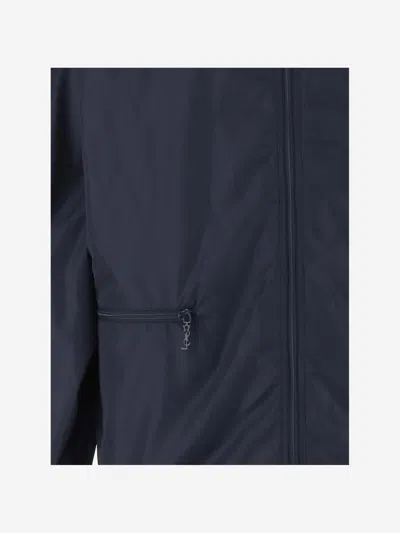 Saint Laurent Nylon High-collar Hooded Jacket In Blue