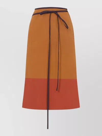 Saint Laurent Nylon Midi Skirt Straight Hemline Pockets In Multi