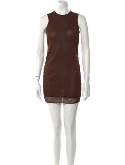 Pre-owned Saint Laurent Nylon Mini Dress In Brown