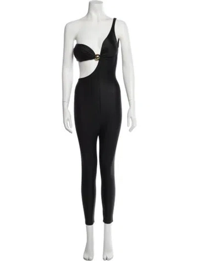 Pre-owned Saint Laurent Nylon One-shoulder Jumpsuit In Black